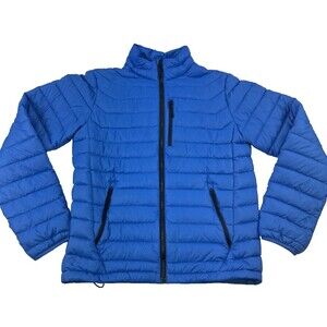 Alpine Design Down Puffer Coat Jacket Blue Zip Pockets Nylon Lightweight Mens S